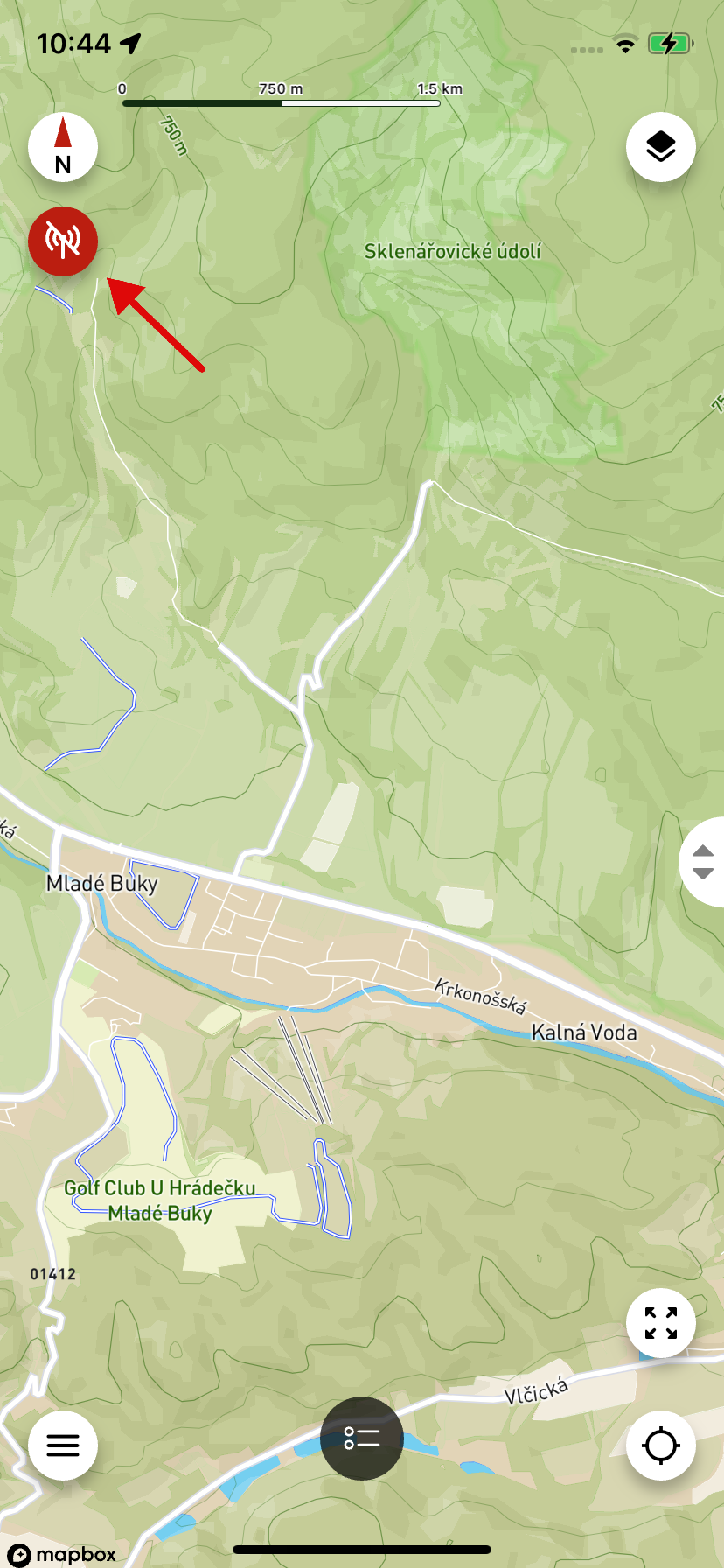 Pantalla principal de la app Dogtrace GPS 2.0