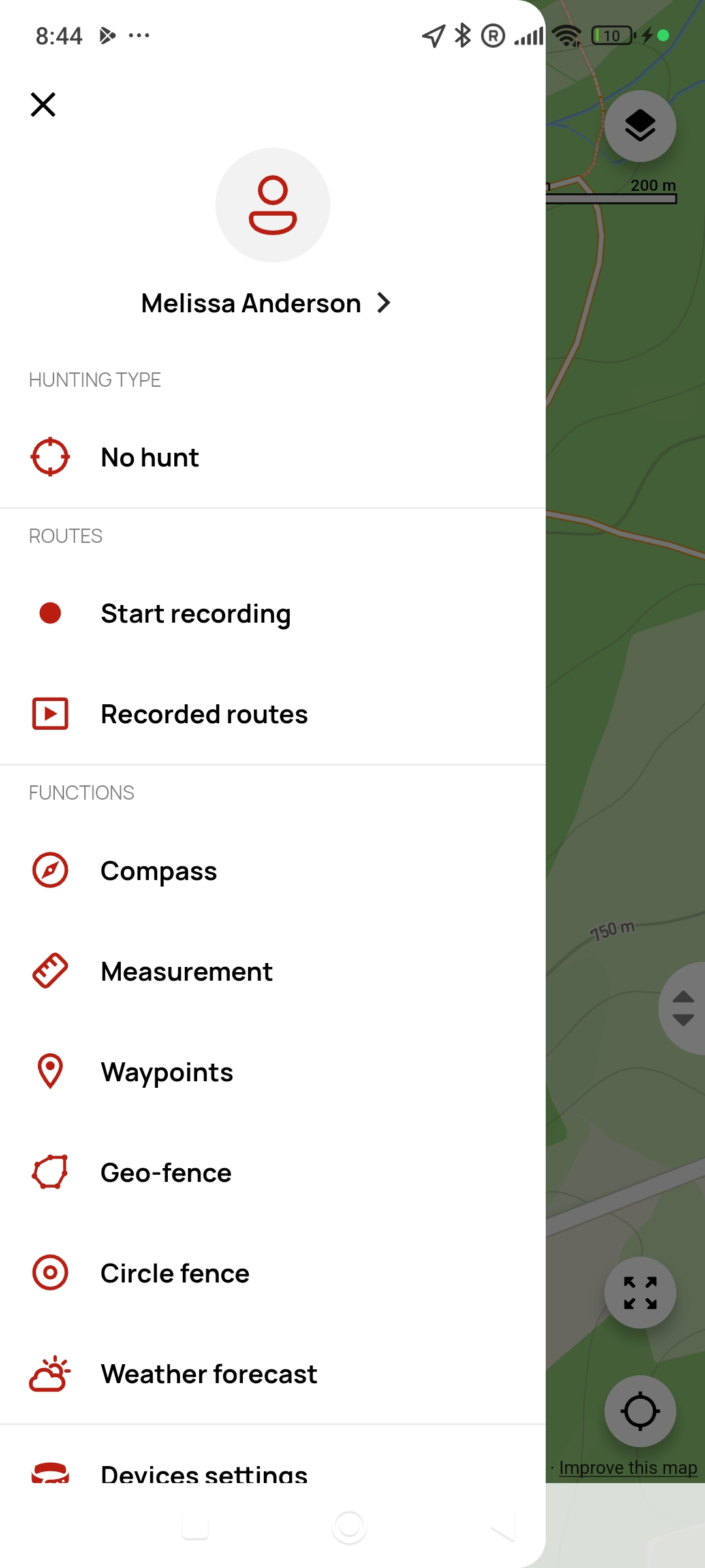Pantalla principal de la app Dogtrace GPS 2.0